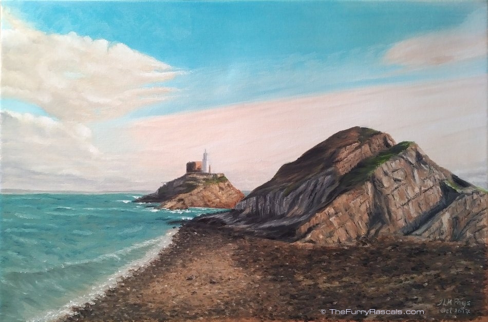 Mumbles Lighthouse, Oils on Canvas